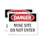Signmission Mine Site Do Not Enter Danger Sign, Plastic, 14in W x 10in L, 2PK OS-2PACK-DS-P-1014-L-2152 - alternate 1